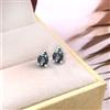 Orecchini A Bottone In Argento 925 Con Tormalina Blu Verde Perla 6x4 MM