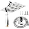 Generisch Soffione doccia a pioggia, in acciaio inox, con tubo da 1,5 m e supporto, soffione doccia a cascata, regolabile a 360°, ad alta pressione, per bagno
