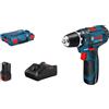 Bosch Professional GSR 12V-15 12V System Trapano-avvitatore a Batteria, Include 1 Batteria da 2.0 Ah, Caricabatteria GAL 12V-40, in L-BOXX