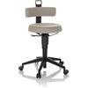 HJH Office balance sedia regolabile in altezza TOP WORK FLEX sgabello da lavoro mobile con schienale, tessuto grigio