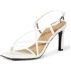 Amazon Essentials Sandali da donna con tacco a spillo e cinturino, ecopelle bianca, 40