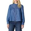 Amazon Essentials Top a Tunica da Donna in Denim Chambray, a Maniche Lunghe, Classico Lavaggio Medio, XXL