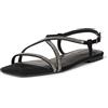 Amazon Essentials Sandali Bassi Con Cinturini - Sandali Estivi Eleganti Decorati con Strass, Fibbia Regolabile, Imbottiti Donna, Cristalli Neri, 37.5 EU