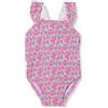Amazon Essentials Costume da Bagno Intero da Bambina, con Volant, Motivo Floreale Rosa Acceso, 24 Mesi