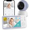 BOIFUN Video Baby Monitor WiFi 2K con Display 5", Doppio Controllo (App e Monitor), Visione Notturna Senza Disturbi, Rilevamento Pianto/Movimento/Temperatura/Umidità, 360° Rotazione, 19h Autonomia