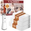 Vacbird Sacchetti Sottovuoto Vestiti con Pompa Sottovuoto Senza Fili, 12 Pezzi (4 Grandi, 4 Medi, 4 Piccoli), Riutilizzabile Buste Sottovuoto Vestiti per Piumini, Cuscini, Maglioni