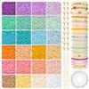 ARTREE Set di perline da 3 mm, 24 colori pastello, mini perle di vetro da infilare per braccialetti fai da te, set di gioielli fai da te con perline con lettere, braccialetti dell'amicizia