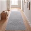 SIMPEX Tappeto Runner 80x250 cm Grigio, Pelo Corto con Effetto 3D Alto-Basso, Motivo Boho Scandinavo, per Soggiorno, Camera o Balcone