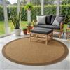 SIMPEX Tappeto Outdoor Rotondo 80 cm Resistente alle Intemperie Facile da Pulire Effetto Juta Naturale Design con Bordura per Balcone Cucina Ingresso Interno Esterno