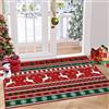 Garvee Tappeto Natalizio Lavabile in Lavatrice, Boho Con Base Antiscivolo, Idrorepellente e Antimacchia, Decorazione Geometrica Per Il Soggiorno 120 * 170cm Rosso