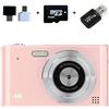 StarTech Fotocamera digitale retrò - Fotocamera compatta con sensore CCD - Memoria da 64 GB - Zoom 16x - Display da 6,1 cm - Qualità HD - Filtri vintage - Fotocamera per bambini - Rosa