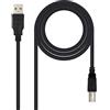 Nano Cable Nanocable 10.01.0104-BK - Cavo USB 2.0 per stampante, tipo A/M-B/M, maschio-maschio, nero, 3.0 mts