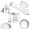 QFkris Set di 6 prismi in Cristallo Ottico K9 per Fotografia, Include Sfera di Cristallo da 50 mm, cubo, Piramide Ottica, Prisma Triangolare da 50 mm e 150 mm, ingrandimento Cupola da 60 mm con Panno per