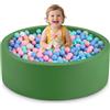 Aunekiv Piscina per palline per bambini, rotonda in morbida schiuma per bambini, per interni ed esterni, piccola piscina per bambini, 90 x 30 cm, palline non incluse, verde
