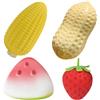 HTTDSLF 4 Pezzi Taba Squishy Kit, Fufu Squishy, AAntistress con Forma Realistica di Una Fragola e Frutta, ntistress Giocattoli da Spremere di Fragola