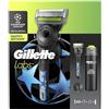 Gillette Uefa Champions League Special Edition Gillette Labs Rasoio a Mano Libera con Barra Esfoliante, Manico Rasoio Barba Manuale Gillette Labs+ 1 Lamette di Ricambio, Include Gancio da Parete + Gel da Barba