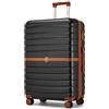 KONO Valigia Grande Trolley 76,5 cm Rigida ABS+PC (Nero/Marrone)