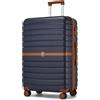 KONO Valigia Grande Trolley 76,5 cm Rigida ABS+PC (Blu Navy/Marrone)