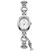 CARLIEN Orologio da polso da donna ovale al quarzo, stile vintage, con cinturino in lega di acciaio, numeri romani, numeri romani, elegante orologio da polso impermeabile, C Bianco Argento, Moda