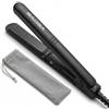 SAOSA Mini piastra per capelli corti e frangia, piastre in ceramica da 1,8 cm, piastra da viaggio 2-in-1 per lisciare e arricciare, doppio voltaggio 100-240 V, riscaldamento a 210 °C, nera