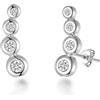 Philip Jones Orecchini da scalatore con quattro pietre placcate in argento creati con cristalli Zircondia®