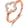 Philip Jones Anello a forma di trifoglio placcato in oro rosa creato con cristalli Zircondia