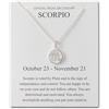 Philip Jones Collana con segno zodiacale dello Scorpione e biglietto di citazione con cristalli di zirconio