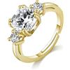 Philip Jones Anello regolabile con tre pietre placcato oro creato con cristalli Zircondia®