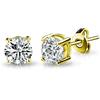 Philip Jones Orecchini a bottone in cristallo solitario placcato oro creati con cristalli Zircondia®