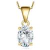 JewelryPalace 1ct Collana Solitario Donna placcato oro giallo 14K con Creato Moissanite, Collana Dorata Ciondolo Pietra Ovale con Catena Maglia 45cm, Collane Pendenti in Oro Set Gioielli Donna