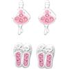 FIVE-D - Set di 2 paia di orecchini per bambini, motivo: scarpe da balletto e ballerina, in argento 925, con custodia