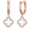 Philip Jones Orecchini a cerchio placcati in oro rosa a forma di quadrifoglio creati con cristalli Zircondia