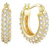 Philip Jones Orecchini a cerchio placcati in oro da 20 mm con pavé creati con cristalli Zircondia