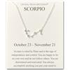 Philip Jones Collana con segno zodiacale dello Scorpione e biglietto di citazione con cristalli Zircondia®