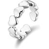 Philip Jones Anello regolabile con fascia a forma di cuore in argento placcato Philip Jones
