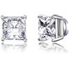 Philip Jones Orecchini a bottone magnetici quadrati placcati in argento da uomo creati con cristalli Zircondia®