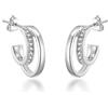 Philip Jones Orecchini a doppio cerchio aperti placcati in argento creati con cristalli Zircondia®