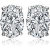 JewelryPalace 2ct Orecchini a Bottone placcato oro bianco 14K con Moissanite, Piercing Orecchini a Lobo con Pietra a Taglio Ovale, Orecchini Solitario per Matrimonio