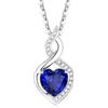 FANCIME Collana con ciondolo portafortuna in oro bianco 14 carati con pietra di nascita per donna, pendente a forma di cuore con diamante incastonato e catena in argento Sterling 925, regalo di