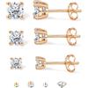 SLLAISS 3 Paia Orecchini Uomo Moissanite Argento 925 Punto Luce Set 3/4/5mm Taglio Brillante Diamante Ipoallergenici Orecchino Simulato per Donna Regalo Compleanno Oro Rosa