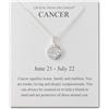 Philip Jones Collana con segno zodiacale Cancro e biglietto di citazione con cristalli di zirconio
