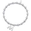 Philip Jones Braccialetto elastico placcato argento con iniziali dalla A alla Z, creato con cristalli Zircondia®, Misura unica, Cristallo, Cristallo Zircondia