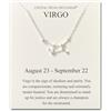 Philip Jones Collana con segno zodiacale della Vergine e biglietto di citazione con cristalli di zirconio