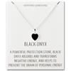 Philip Jones Collana con ciondolo a forma di cuore in onice nera con biglietto di cit