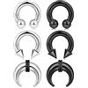 Longbeauty 6 pz/12 piercing setto pincher 8G 6G 4G 2G Septum Stretching Kit a forma di C a ferro di cavallo, orecchini nasali, 3MM, Acciaio inossidabile, Nessuna pietra preziosa