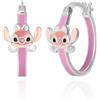 Disney Lilo & Stitch Orecchini a Cerchio Angel Rosa per Donna | Gioiello con Licenza Ufficiale Disney | Confezione Regalo Inclusa