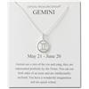 Philip Jones Gemini - Collana con segno zodiacale e biglietto di citazione con cristalli di zirconio