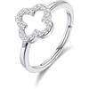 Philip Jones Anello a forma di quadrifoglio placcato in argento creato con cristalli Zircondia