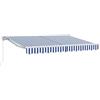 LKJephalotrop Tenda da sole retrattile, 3 x 2,5 m, blu e bianco, con braccio articolato, con manovella per terrazza, balcone e giardino, protezione solare in poliestere con robusto telaio in alluminio