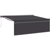 LKJephalotrop Tenda da sole con braccio articolato, 350 x 250 cm, tenda retrattile con manovella e telecomando, tenda da parete a mezza cassetta, con telaio in acciaio nero, per terrazza, giardino e